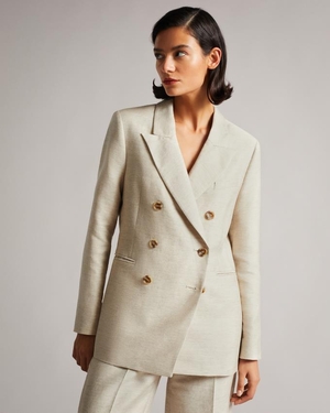 Blazer Ted Baker Relaxed Oversized Peak Lapel Blanche Femme | VOD-32921010